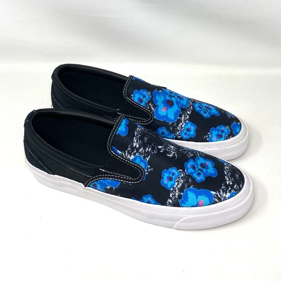Converse Shoes Men's One Star CC Slip On Black Canvas Blue Floral Size 164228C - Picture 2 of 10